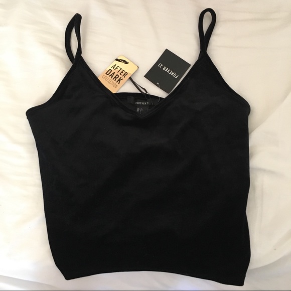 Forever 21 Tops - SOLD - NWT Forever 21 Black Crushed Velvet Cami